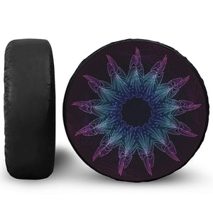 Purple And Teal Dark Mandala Print Tire Cover