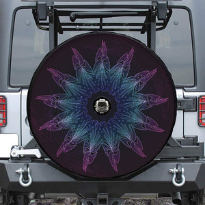 Purple And Teal Dark Mandala Print Tire Cover With Camera Hole