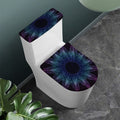 Purple And Teal Dark Mandala Print Toilet Lid And Tank Cover Set