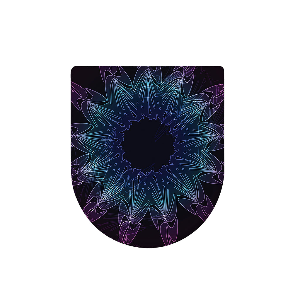 Purple And Teal Dark Mandala Print Toilet Lid Cover