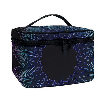 Purple And Teal Dark Mandala Print Travel Makeup Bag
