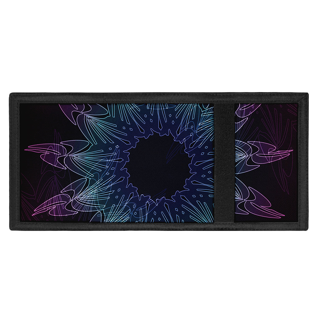 Purple And Teal Dark Mandala Print Trifold Wallet