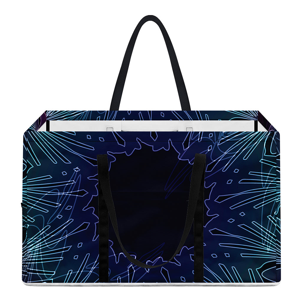 Purple And Teal Dark Mandala Print Utility Tote Bag