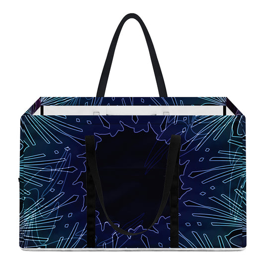 Purple And Teal Dark Mandala Print Utility Tote Bag
