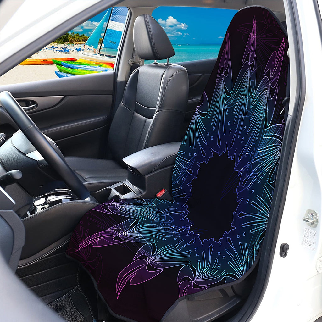 Purple And Teal Dark Mandala Print Waterproof Car Seat Cover