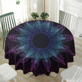 Purple And Teal Dark Mandala Print Waterproof Round Tablecloth