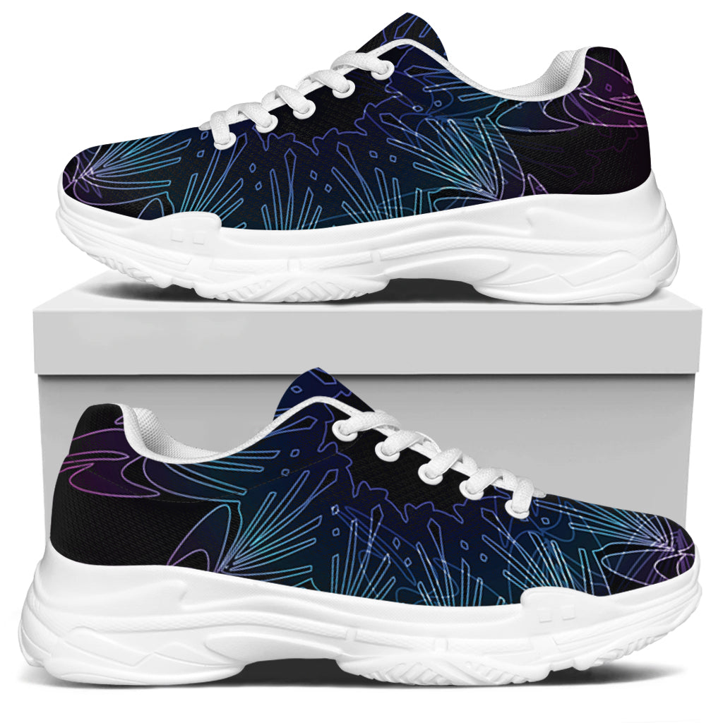 Purple And Teal Dark Mandala Print White Chunky Shoes