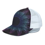 Purple And Teal Dark Mandala Print White Mesh Trucker Cap