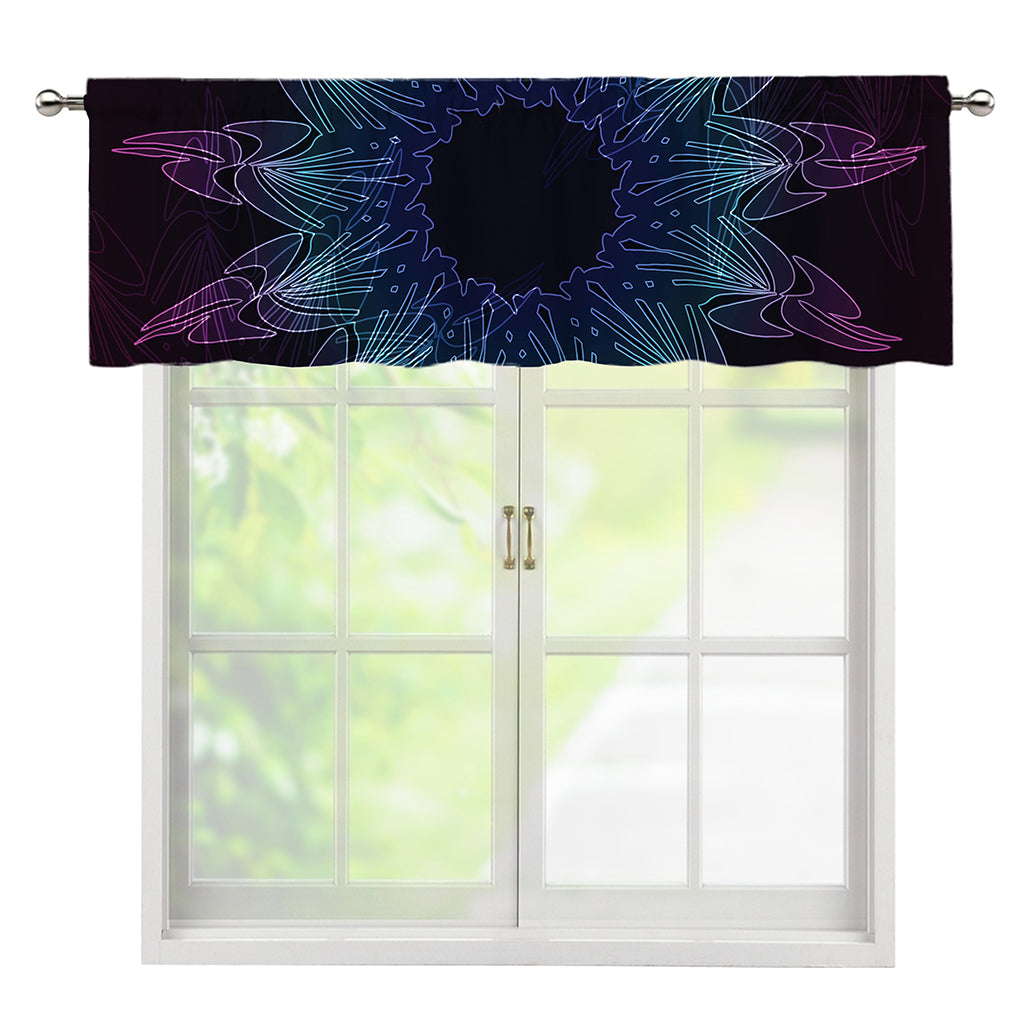 Purple And Teal Dark Mandala Print Window Valance