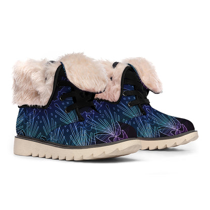 Purple And Teal Dark Mandala Print Winter Boots