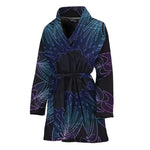 Purple And Teal Dark Mandala Print Women's Bathrobe