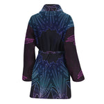 Purple And Teal Dark Mandala Print Women's Bathrobe