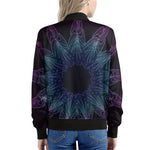 Purple And Teal Dark Mandala Print Women's Bomber Jacket