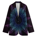 Purple And Teal Dark Mandala Print Women's Cotton Blazer