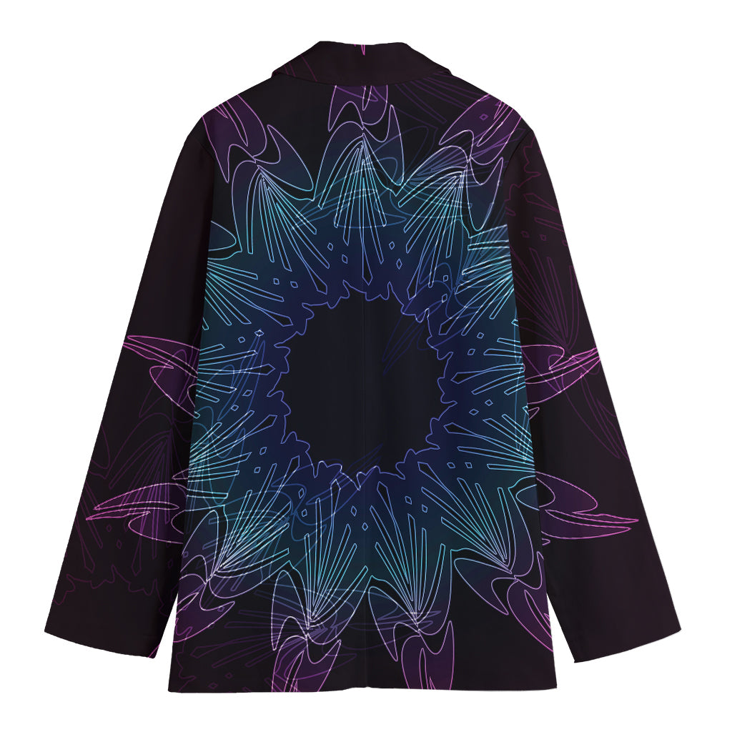 Purple And Teal Dark Mandala Print Women's Cotton Blazer