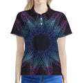 Purple And Teal Dark Mandala Print Women's Polo Shirt