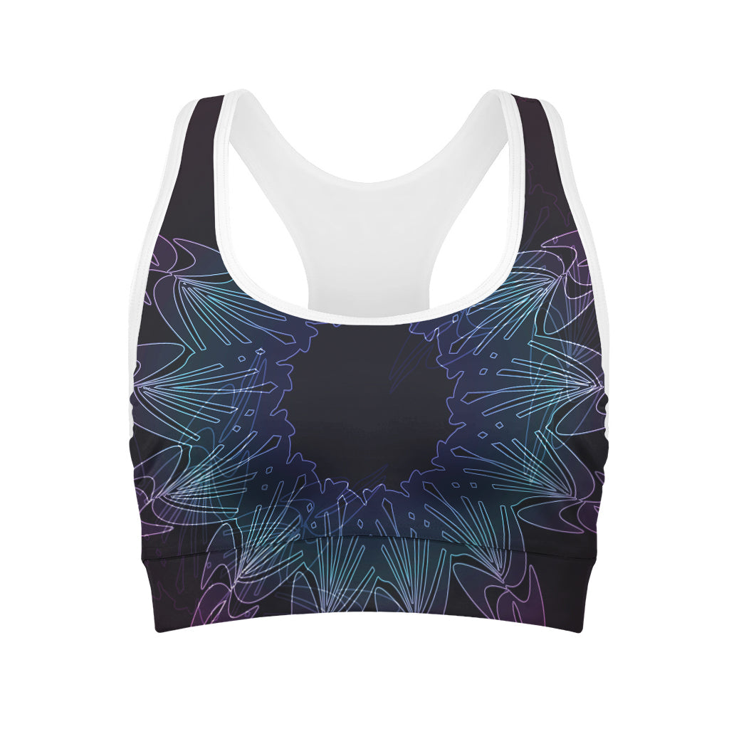 Purple And Teal Dark Mandala Print Women's Sports Bra