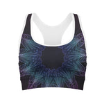 Purple And Teal Dark Mandala Print Women's Sports Bra