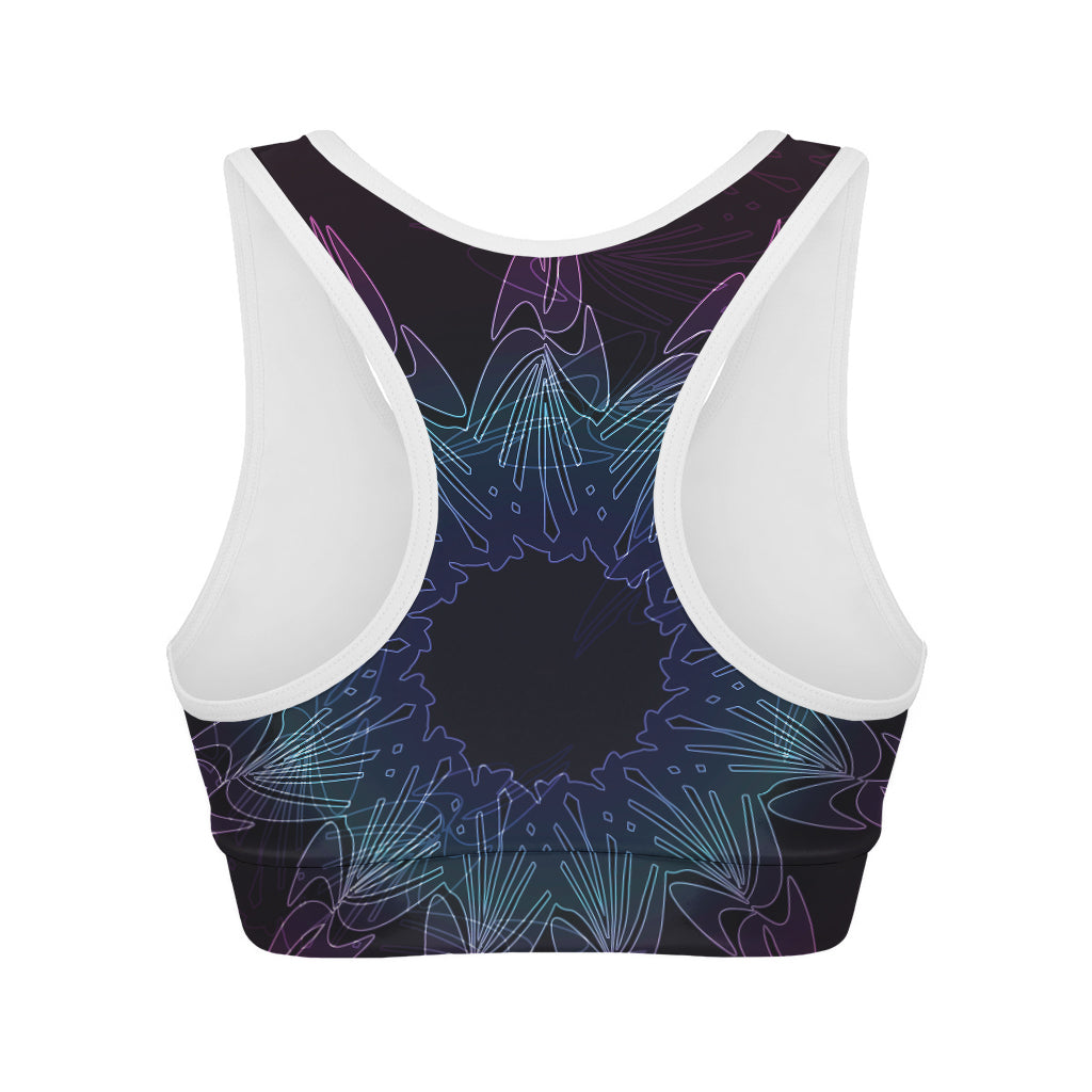 Purple And Teal Dark Mandala Print Women's Sports Bra