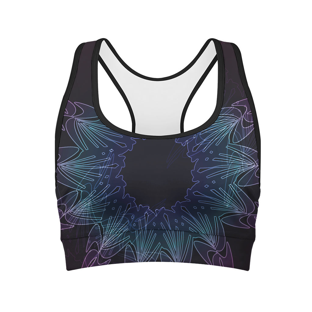 Purple And Teal Dark Mandala Print Women's Sports Bra
