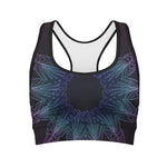 Purple And Teal Dark Mandala Print Women's Sports Bra