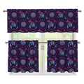 Purple And Teal Dream Catcher Print 3 Piece Kitchen Curtains