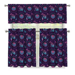 Purple And Teal Dream Catcher Print 3 Piece Kitchen Curtains