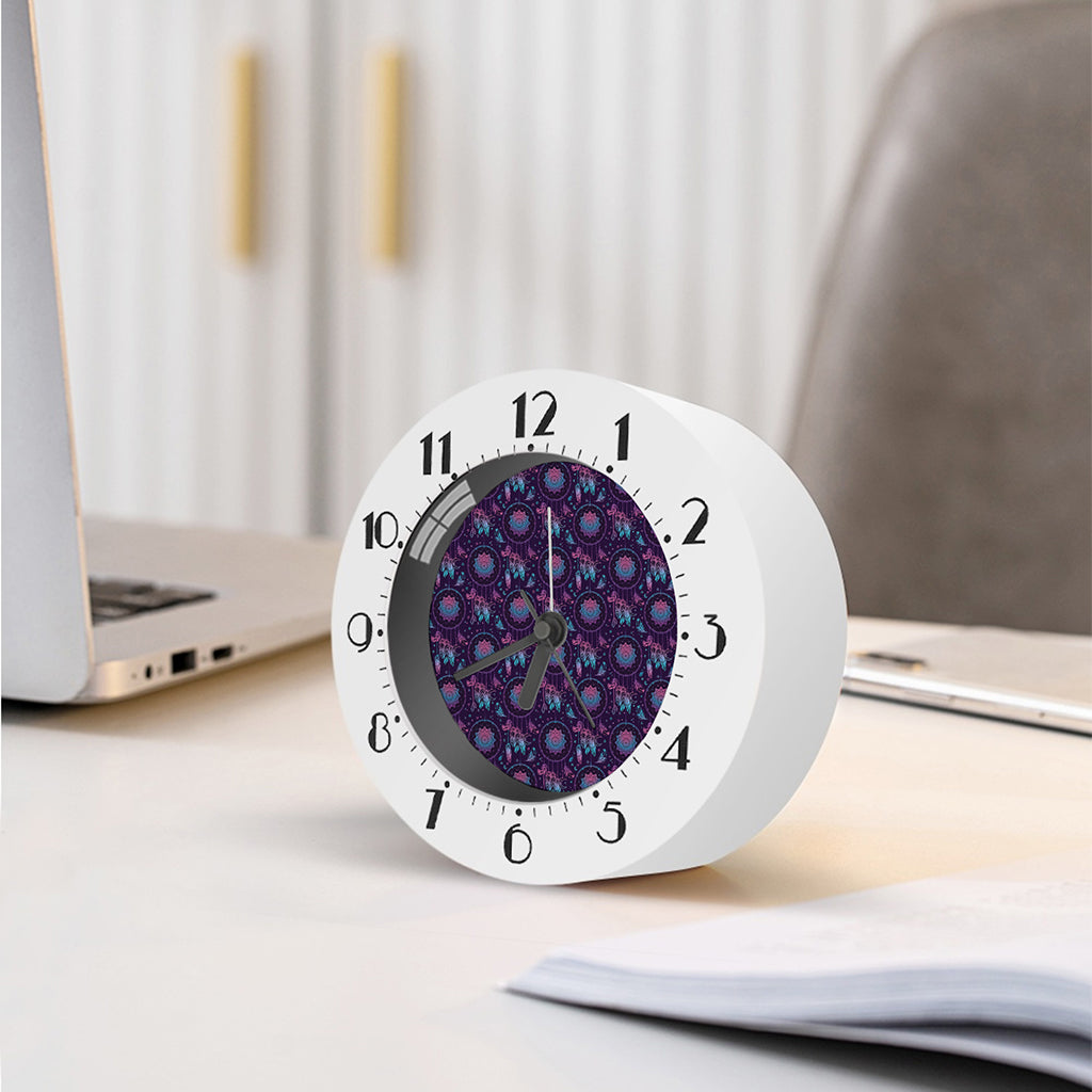 Purple And Teal Dream Catcher Print Alarm Clock