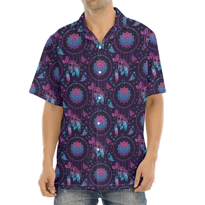 Purple And Teal Dream Catcher Print Aloha Shirt