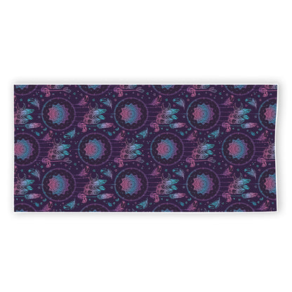 Purple And Teal Dream Catcher Print Beach Towel