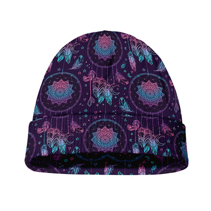 Purple And Teal Dream Catcher Print Beanie
