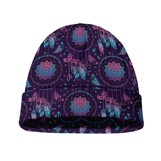 Purple And Teal Dream Catcher Print Beanie