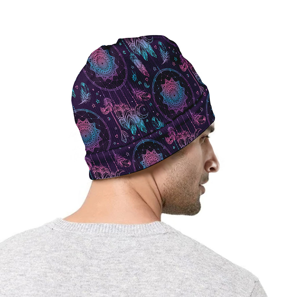 Purple And Teal Dream Catcher Print Beanie