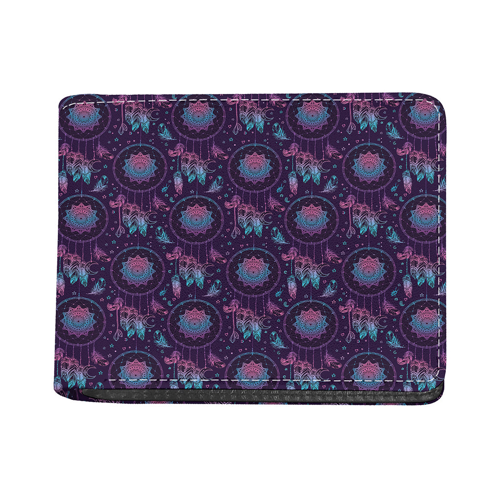 Purple And Teal Dream Catcher Print Bifold Wallet