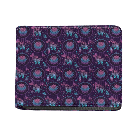 Purple And Teal Dream Catcher Print Bifold Wallet