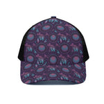 Purple And Teal Dream Catcher Print Black Mesh Trucker Cap