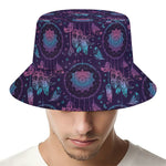 Purple And Teal Dream Catcher Print Bucket Hat