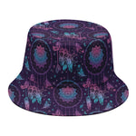 Purple And Teal Dream Catcher Print Bucket Hat