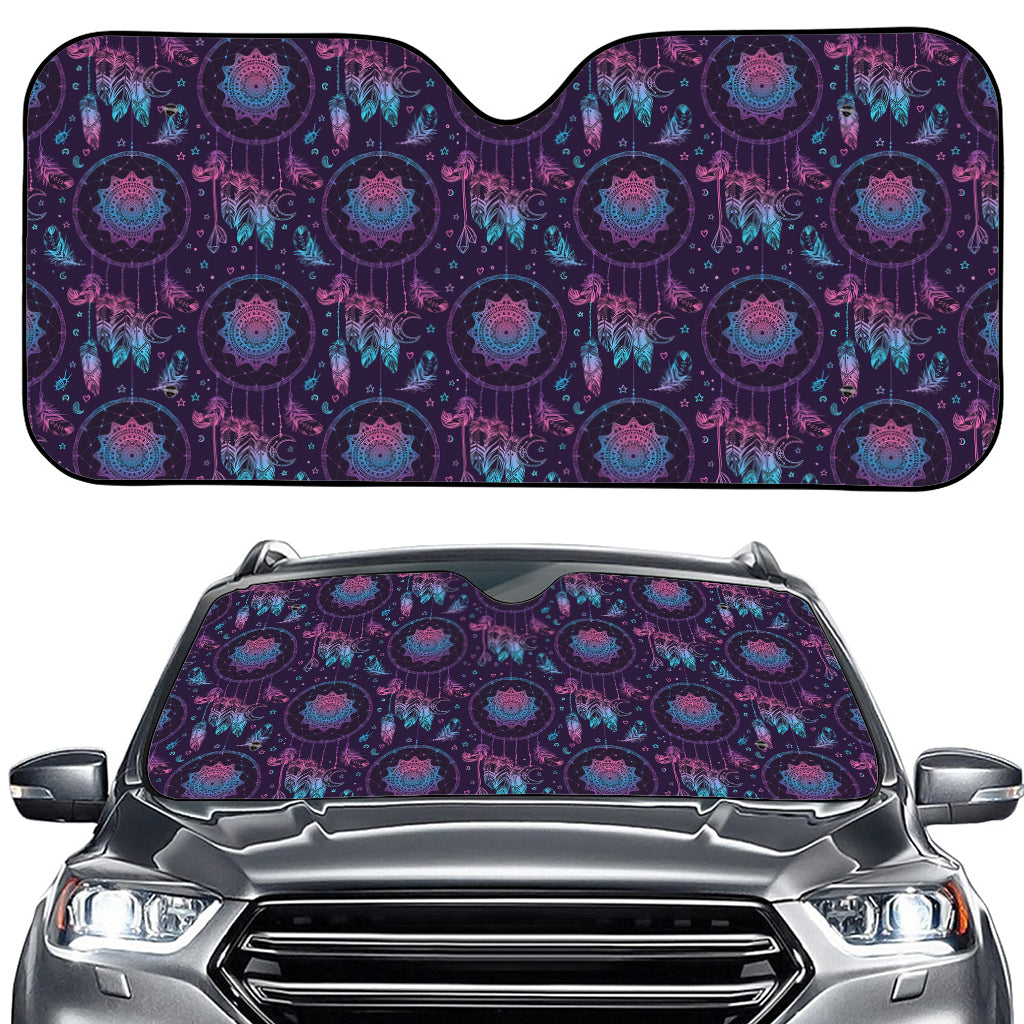 Purple And Teal Dream Catcher Print Car Windshield Sun Shade