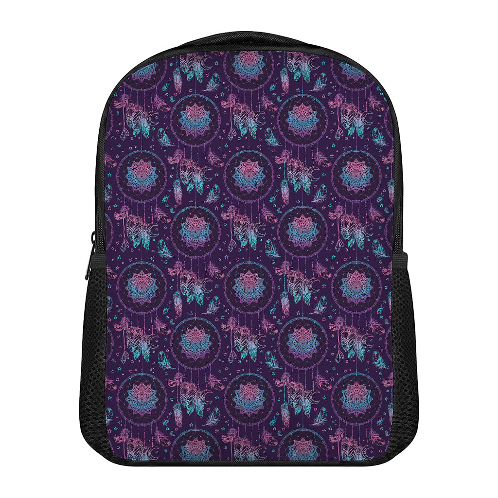 Purple And Teal Dream Catcher Print Casual Backpack