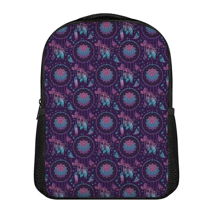 Purple And Teal Dream Catcher Print Casual Backpack