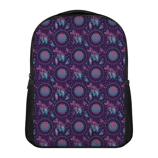 Purple And Teal Dream Catcher Print Casual Backpack