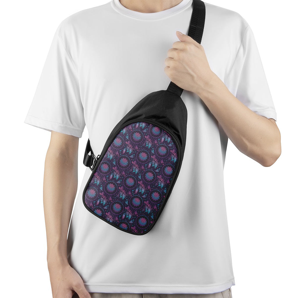 Purple And Teal Dream Catcher Print Chest Bag
