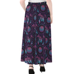 Purple And Teal Dream Catcher Print Chiffon Maxi Skirt
