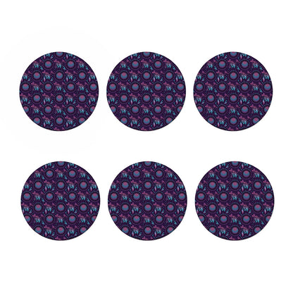 Purple And Teal Dream Catcher Print Coaster Set
