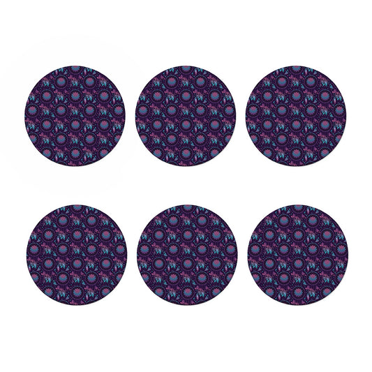 Purple And Teal Dream Catcher Print Coaster Set