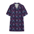 Purple And Teal Dream Catcher Print Cotton Hawaiian Shirt