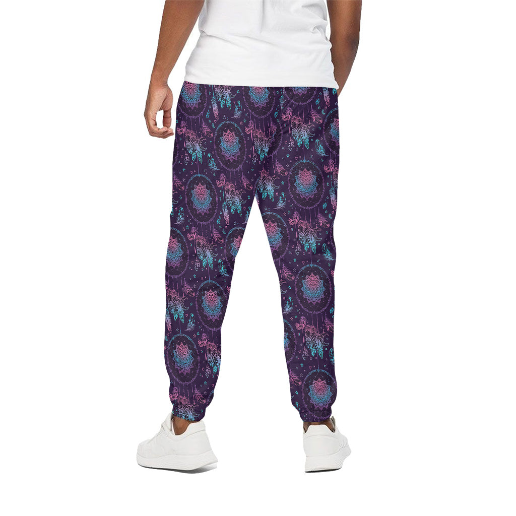 Purple And Teal Dream Catcher Print Cotton Pants