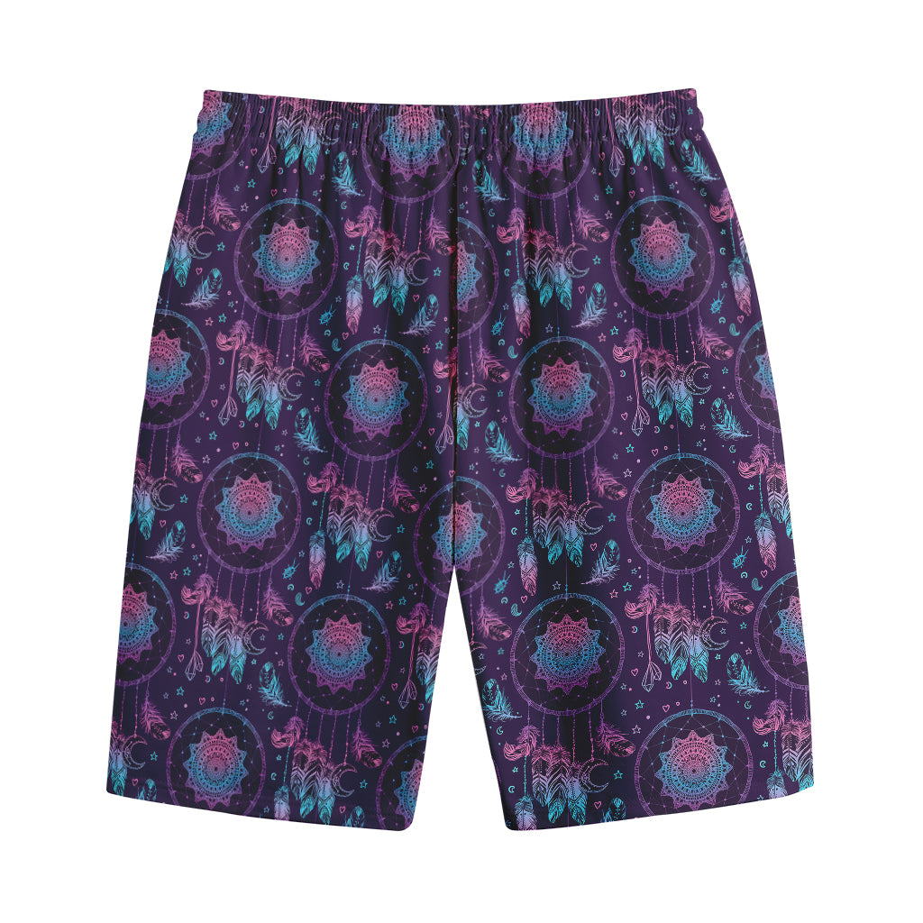 Purple And Teal Dream Catcher Print Cotton Shorts