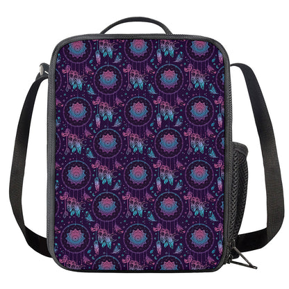 Purple And Teal Dream Catcher Print Crossbody Lunch Bag